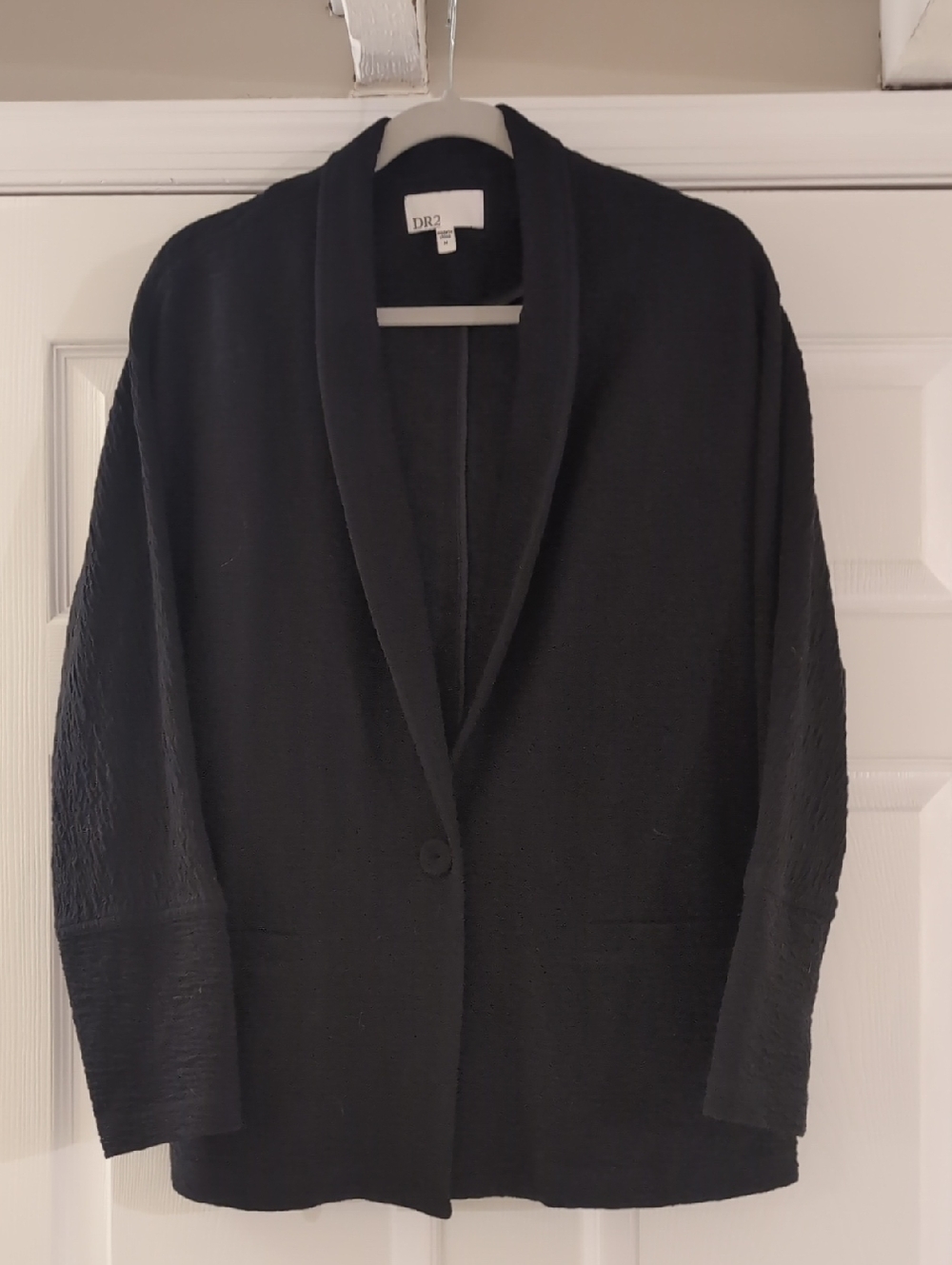 DR2 Black Shawl-Collar Relaxed Blazer